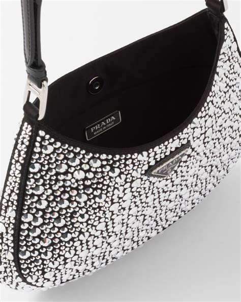 prada cleo crystal black|Prada Cleo Satin Bag With Crystals.